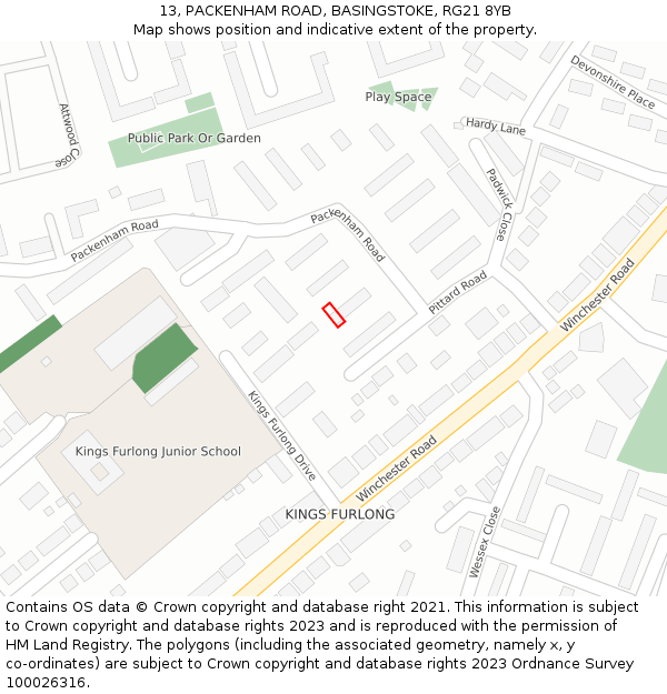 13, PACKENHAM ROAD, BASINGSTOKE, RG21 8YB: Location map and indicative extent of plot