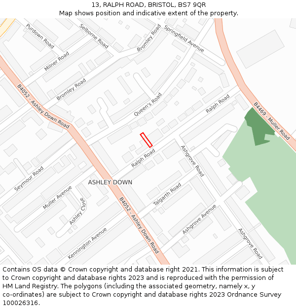 13, RALPH ROAD, BRISTOL, BS7 9QR: Location map and indicative extent of plot
