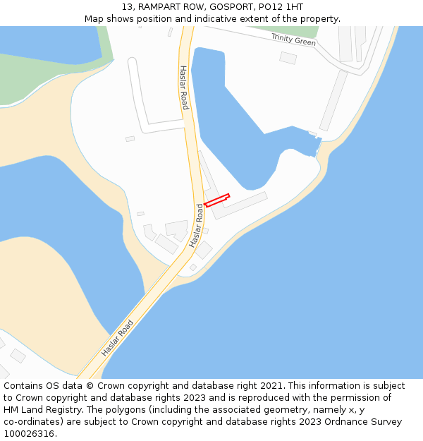 13, RAMPART ROW, GOSPORT, PO12 1HT: Location map and indicative extent of plot