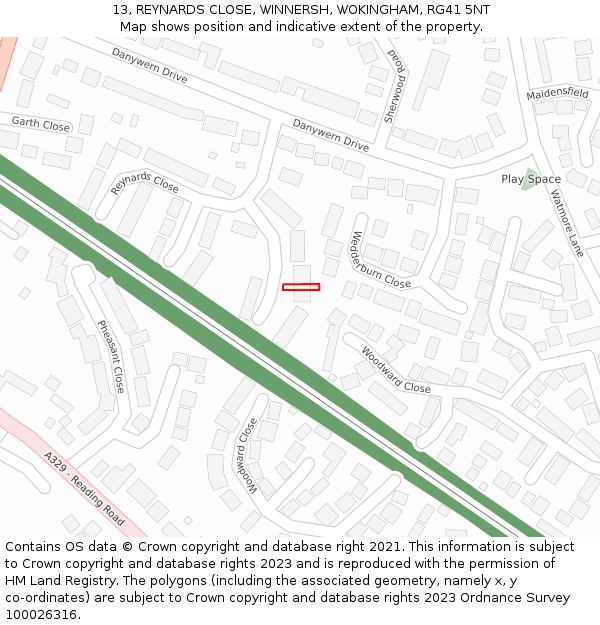 13, REYNARDS CLOSE, WINNERSH, WOKINGHAM, RG41 5NT: Location map and indicative extent of plot