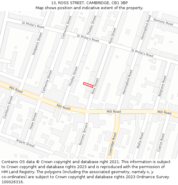 13, ROSS STREET, CAMBRIDGE, CB1 3BP: Location map and indicative extent of plot