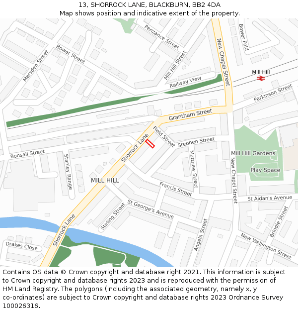13, SHORROCK LANE, BLACKBURN, BB2 4DA: Location map and indicative extent of plot