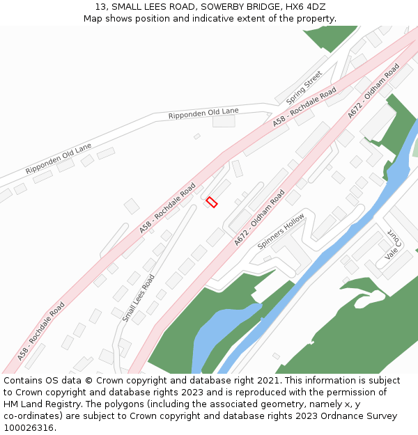 13, SMALL LEES ROAD, SOWERBY BRIDGE, HX6 4DZ: Location map and indicative extent of plot