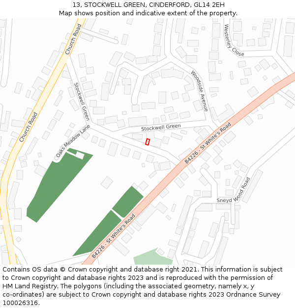13, STOCKWELL GREEN, CINDERFORD, GL14 2EH: Location map and indicative extent of plot