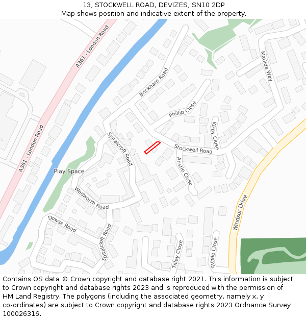 13, STOCKWELL ROAD, DEVIZES, SN10 2DP: Location map and indicative extent of plot