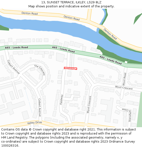 13, SUNSET TERRACE, ILKLEY, LS29 8LZ: Location map and indicative extent of plot