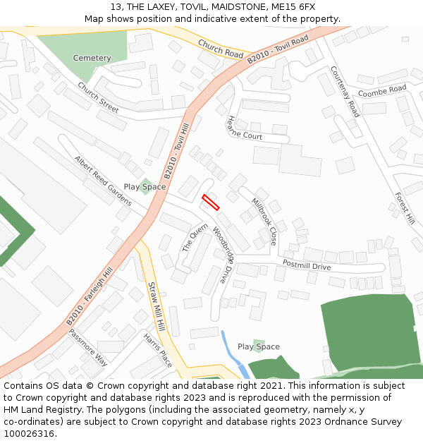 13, THE LAXEY, TOVIL, MAIDSTONE, ME15 6FX: Location map and indicative extent of plot