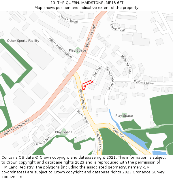 13, THE QUERN, MAIDSTONE, ME15 6FT: Location map and indicative extent of plot
