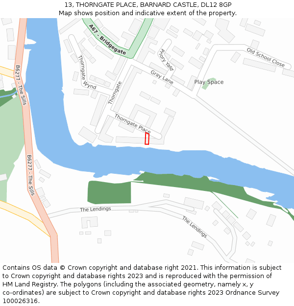 13, THORNGATE PLACE, BARNARD CASTLE, DL12 8GP: Location map and indicative extent of plot