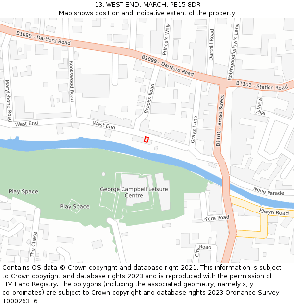 13, WEST END, MARCH, PE15 8DR: Location map and indicative extent of plot