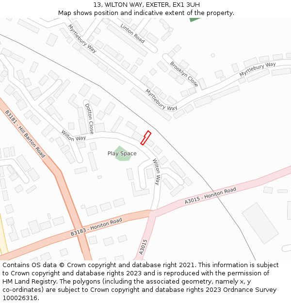 13, WILTON WAY, EXETER, EX1 3UH: Location map and indicative extent of plot