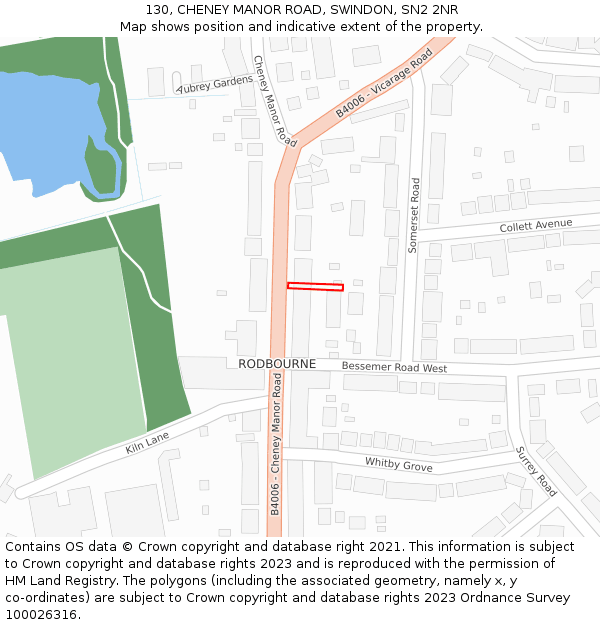 130, CHENEY MANOR ROAD, SWINDON, SN2 2NR: Location map and indicative extent of plot