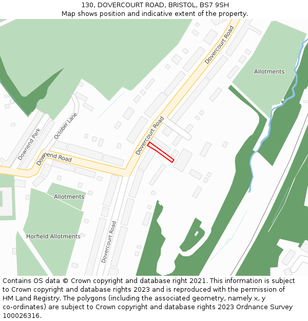 130, DOVERCOURT ROAD, BRISTOL, BS7 9SH: Location map and indicative extent of plot