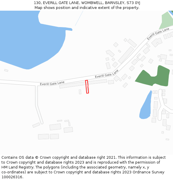 130, EVERILL GATE LANE, WOMBWELL, BARNSLEY, S73 0YJ: Location map and indicative extent of plot