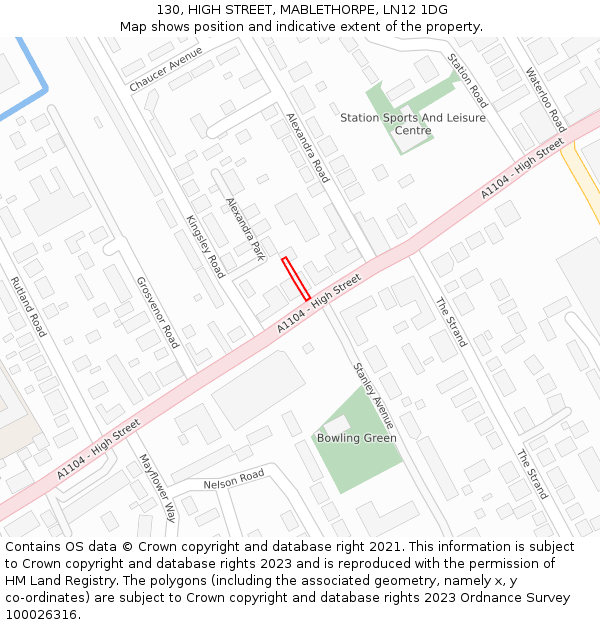 130, HIGH STREET, MABLETHORPE, LN12 1DG: Location map and indicative extent of plot