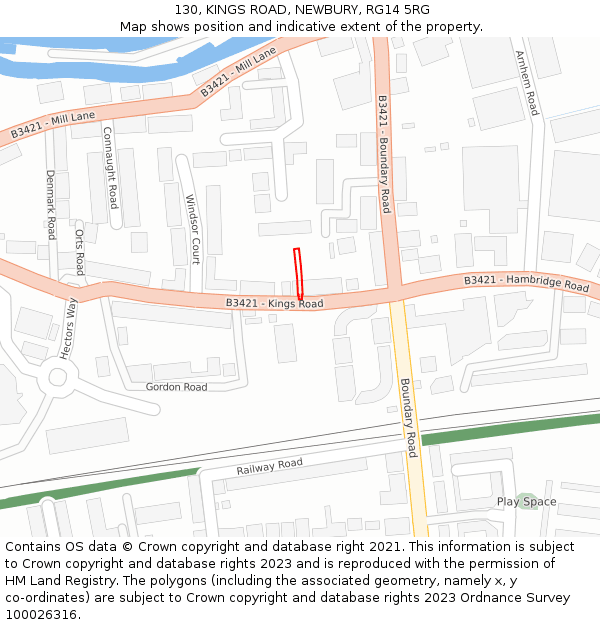 130, KINGS ROAD, NEWBURY, RG14 5RG: Location map and indicative extent of plot
