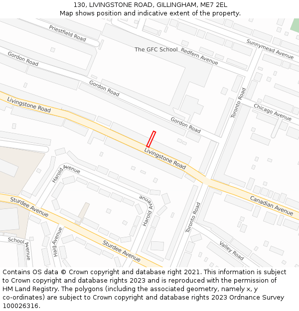 130, LIVINGSTONE ROAD, GILLINGHAM, ME7 2EL: Location map and indicative extent of plot