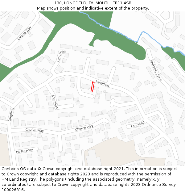130, LONGFIELD, FALMOUTH, TR11 4SR: Location map and indicative extent of plot