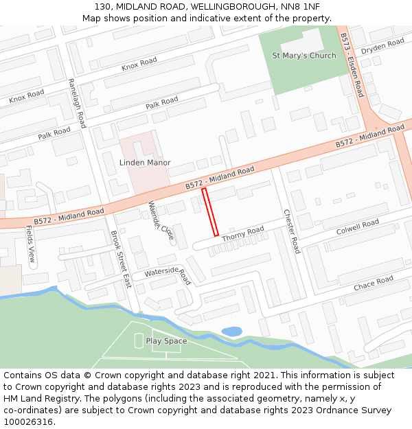 130, MIDLAND ROAD, WELLINGBOROUGH, NN8 1NF: Location map and indicative extent of plot