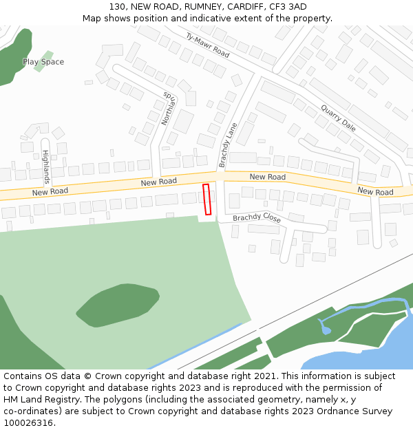 130, NEW ROAD, RUMNEY, CARDIFF, CF3 3AD: Location map and indicative extent of plot