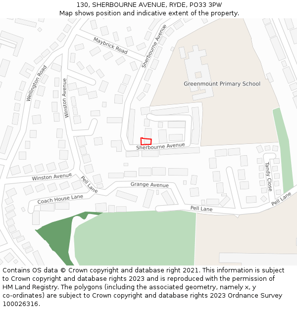 130, SHERBOURNE AVENUE, RYDE, PO33 3PW: Location map and indicative extent of plot