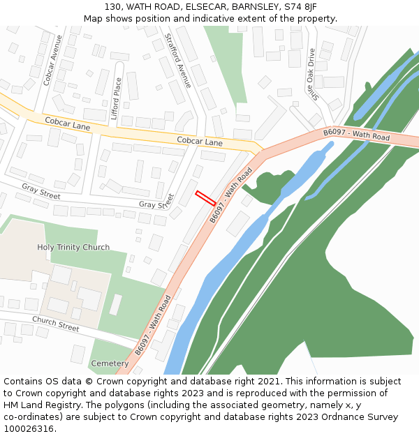 130, WATH ROAD, ELSECAR, BARNSLEY, S74 8JF: Location map and indicative extent of plot