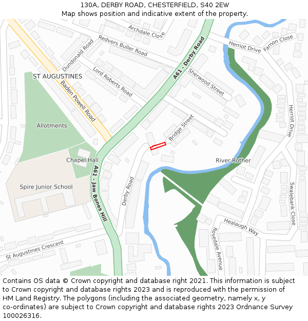130A, DERBY ROAD, CHESTERFIELD, S40 2EW: Location map and indicative extent of plot