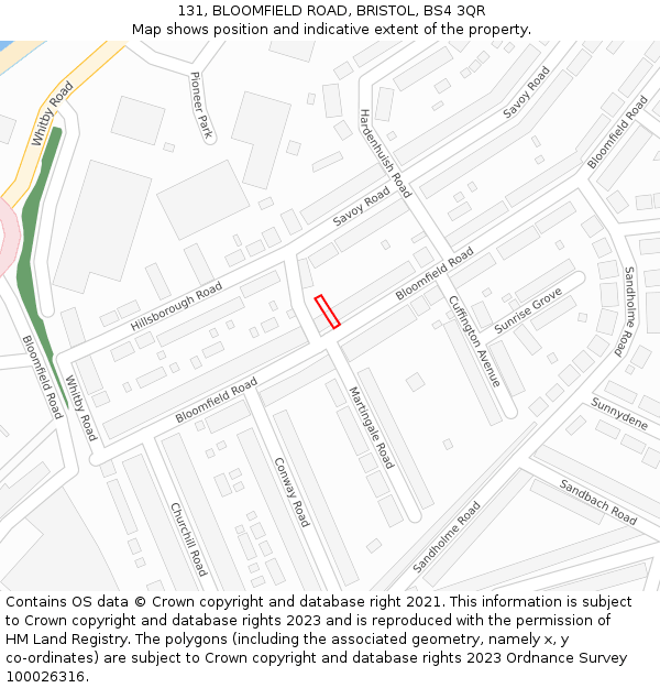 131, BLOOMFIELD ROAD, BRISTOL, BS4 3QR: Location map and indicative extent of plot
