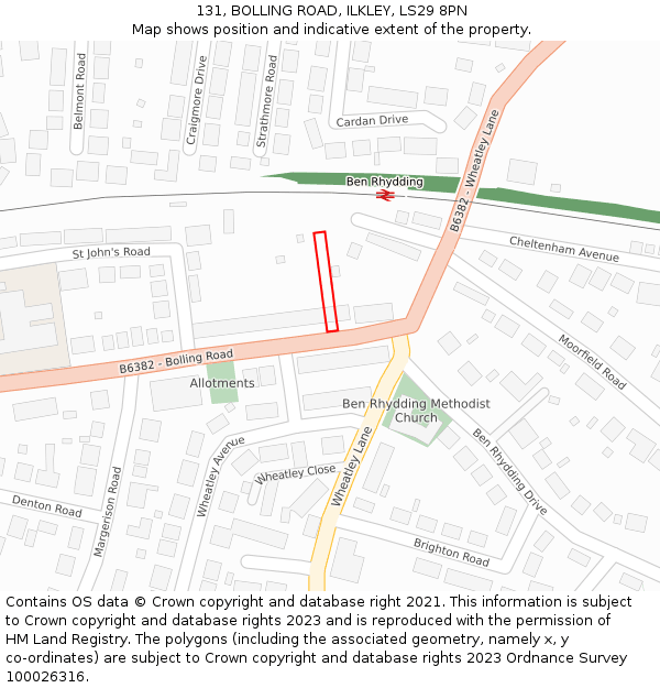 131, BOLLING ROAD, ILKLEY, LS29 8PN: Location map and indicative extent of plot