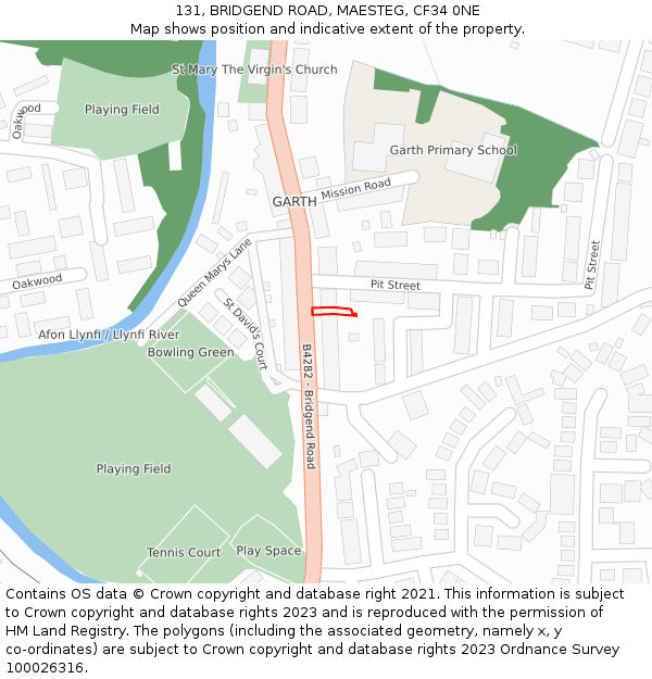 131, BRIDGEND ROAD, MAESTEG, CF34 0NE: Location map and indicative extent of plot