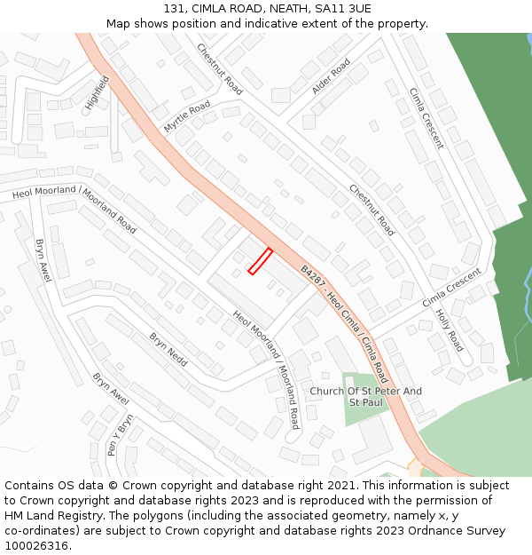 131, CIMLA ROAD, NEATH, SA11 3UE: Location map and indicative extent of plot