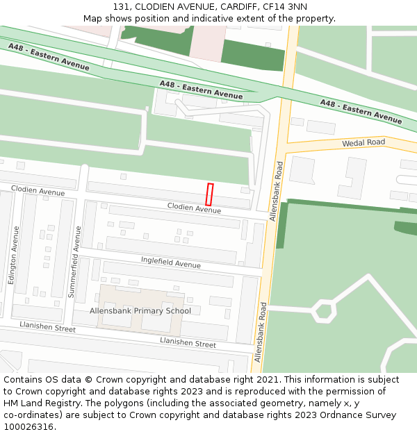 131, CLODIEN AVENUE, CARDIFF, CF14 3NN: Location map and indicative extent of plot