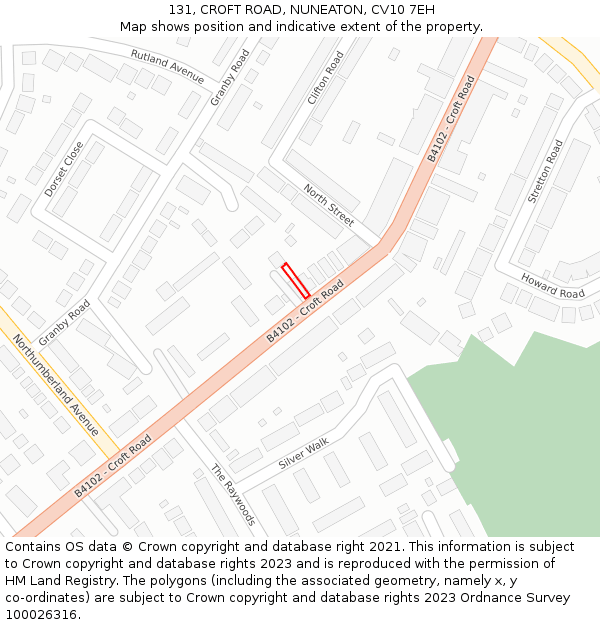 131, CROFT ROAD, NUNEATON, CV10 7EH: Location map and indicative extent of plot