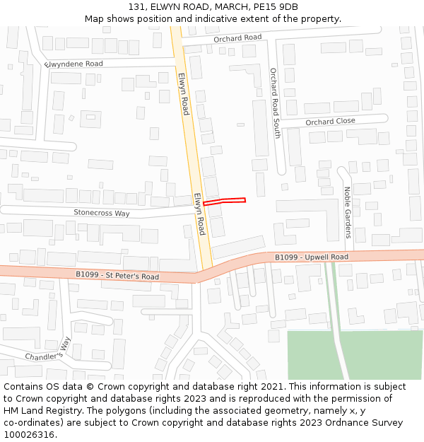 131, ELWYN ROAD, MARCH, PE15 9DB: Location map and indicative extent of plot