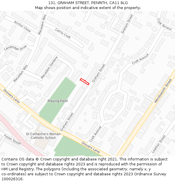 131, GRAHAM STREET, PENRITH, CA11 9LG: Location map and indicative extent of plot