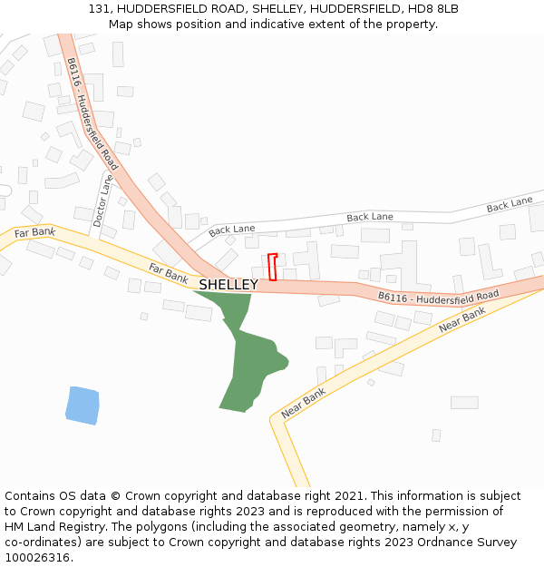 131, HUDDERSFIELD ROAD, SHELLEY, HUDDERSFIELD, HD8 8LB: Location map and indicative extent of plot