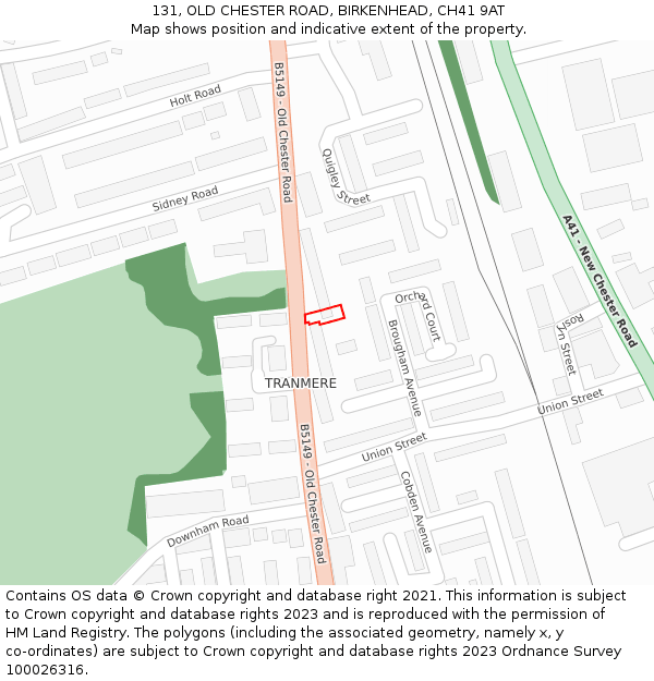 131, OLD CHESTER ROAD, BIRKENHEAD, CH41 9AT: Location map and indicative extent of plot