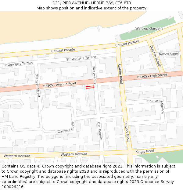 131, PIER AVENUE, HERNE BAY, CT6 8TR: Location map and indicative extent of plot