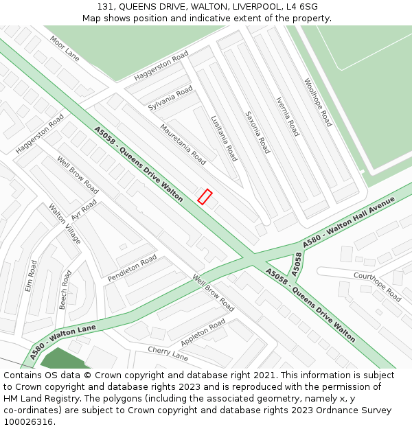131, QUEENS DRIVE, WALTON, LIVERPOOL, L4 6SG: Location map and indicative extent of plot