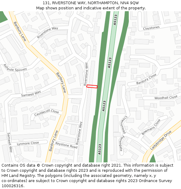 131, RIVERSTONE WAY, NORTHAMPTON, NN4 9QW: Location map and indicative extent of plot