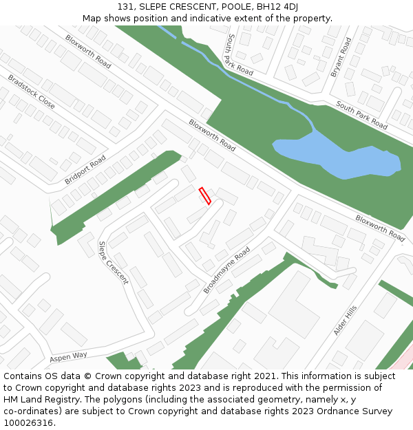 131, SLEPE CRESCENT, POOLE, BH12 4DJ: Location map and indicative extent of plot