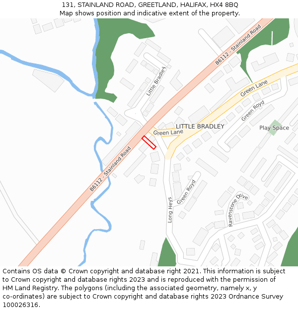 131, STAINLAND ROAD, GREETLAND, HALIFAX, HX4 8BQ: Location map and indicative extent of plot