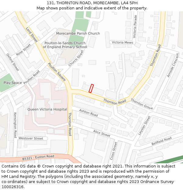 131, THORNTON ROAD, MORECAMBE, LA4 5PH: Location map and indicative extent of plot
