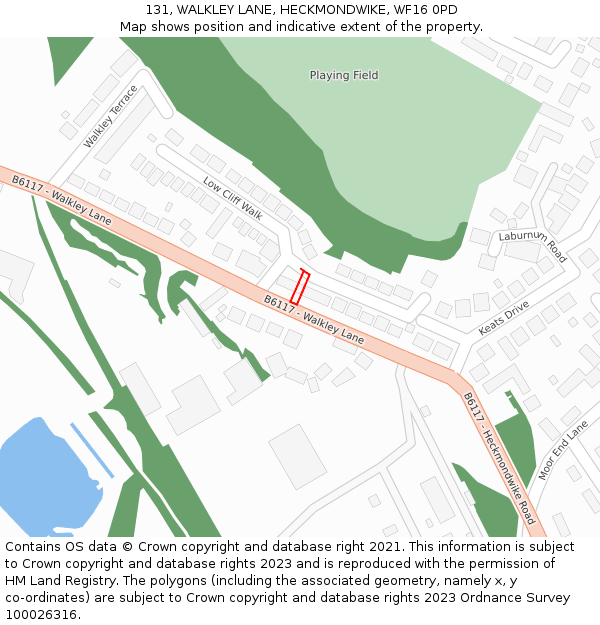 131, WALKLEY LANE, HECKMONDWIKE, WF16 0PD: Location map and indicative extent of plot