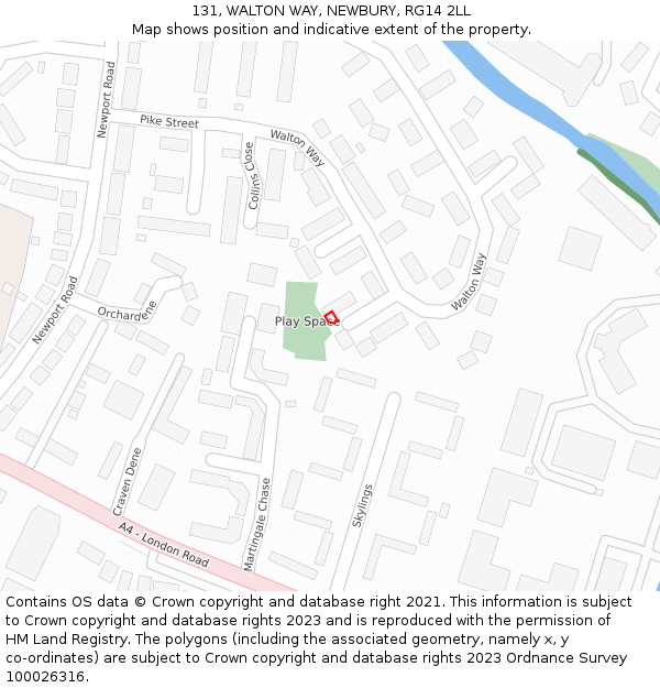 131, WALTON WAY, NEWBURY, RG14 2LL: Location map and indicative extent of plot