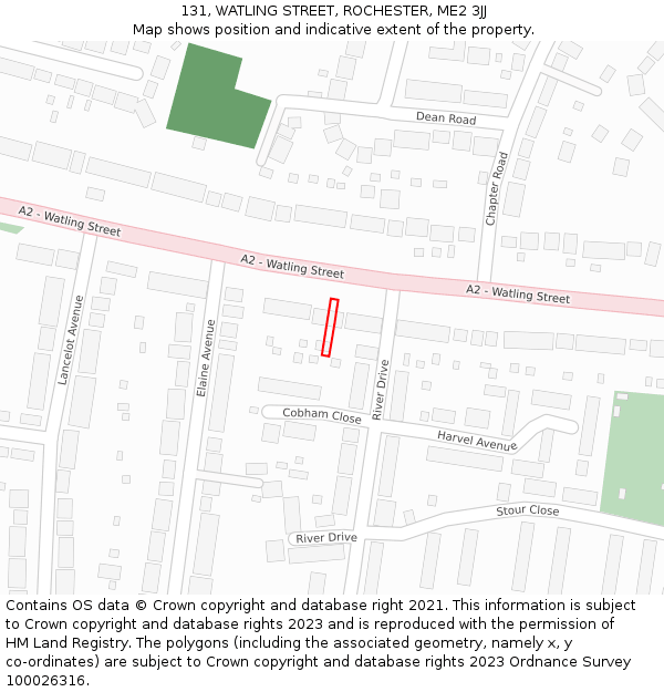 131, WATLING STREET, ROCHESTER, ME2 3JJ: Location map and indicative extent of plot