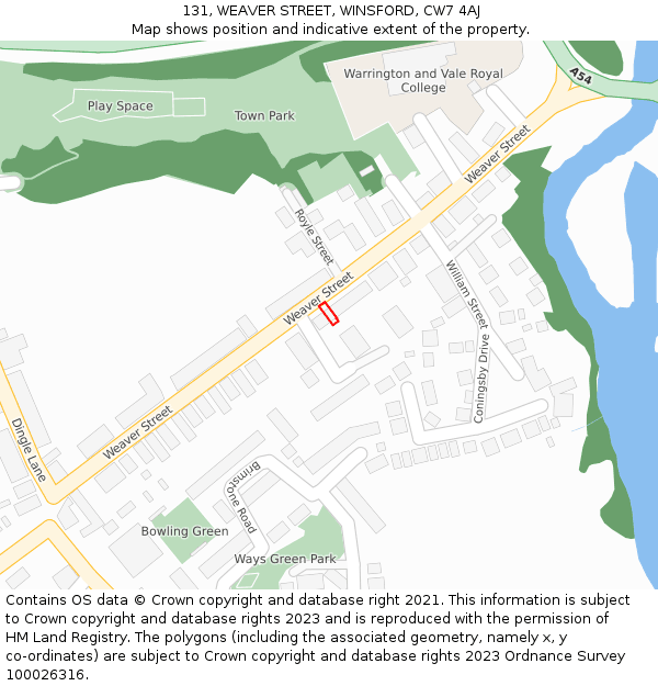 131, WEAVER STREET, WINSFORD, CW7 4AJ: Location map and indicative extent of plot