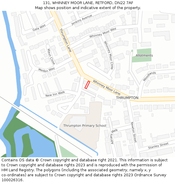 131, WHINNEY MOOR LANE, RETFORD, DN22 7AF: Location map and indicative extent of plot