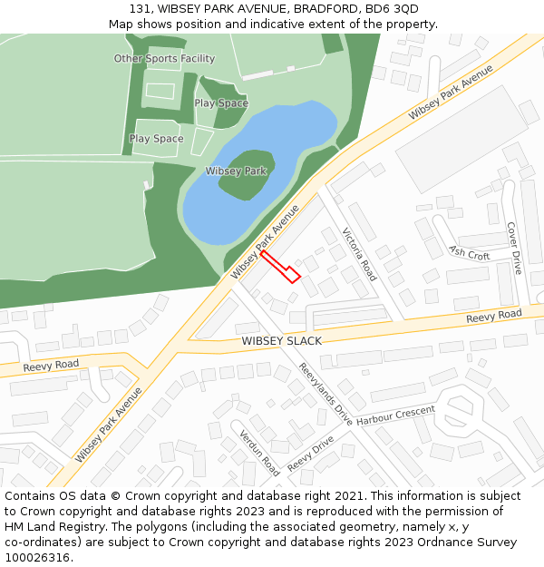 131, WIBSEY PARK AVENUE, BRADFORD, BD6 3QD: Location map and indicative extent of plot