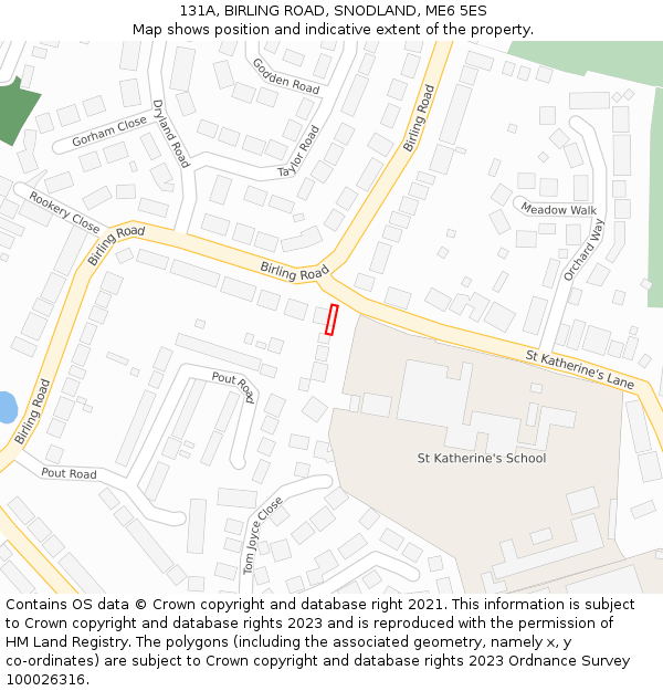 131A, BIRLING ROAD, SNODLAND, ME6 5ES: Location map and indicative extent of plot